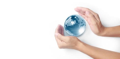 Globe in hand,Energy saving concept, image furnished by NASA