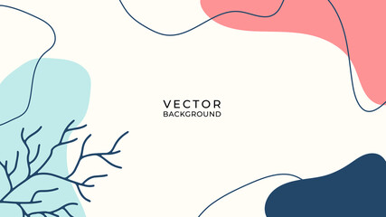 Vector set of abstract creative backgrounds in minimal trendy style. Trendy abstract square art templates with floral and geometric elements. Suitable for social media posts, mobile apps, banners art