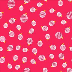 Line Watermelon icon isolated seamless pattern on red background. Vector
