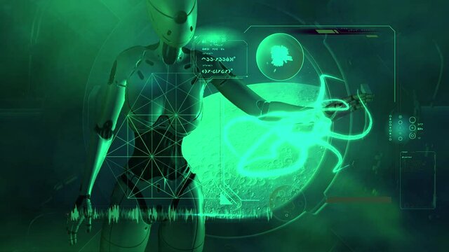 Alien analyzes data about a new organism.