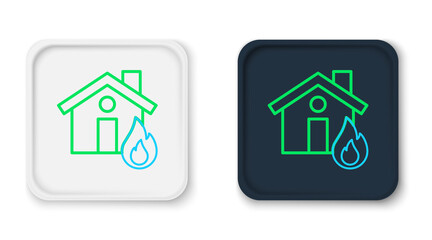 Line Fire in burning house icon isolated on white background. Colorful outline concept. Vector