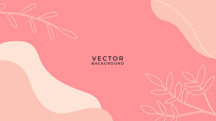 Obraz na płótnie Canvas Beautiful pastel social media banner template with minimal abstract organic shapes composition in trendy contemporary collage style. Organic background with floral element, line and blob shapes