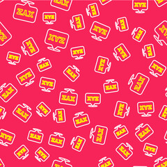 Line XYZ Coordinate system icon isolated seamless pattern on red background. XYZ axis for graph statistics display. Vector