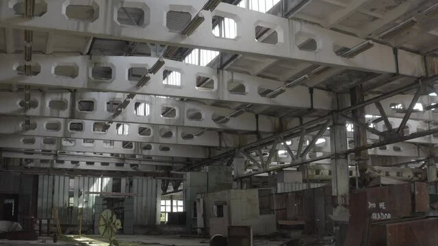 Abandoned Jupiter factory in Pripyat. Ruins. Chernobyl zone. 
