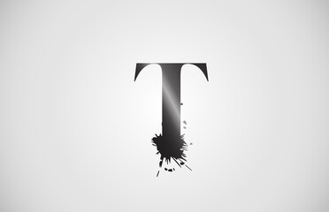 splash T alphabet icon letter for corporate. Grunge design suitable for a company logo