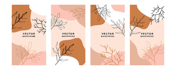 Fototapeta na wymiar Abstract organic background vector. Luxury minimal style wallpaper with foliage line art flower and botanical leaves, Organic shapes. Vector background for cover, banner, poster, Web and packaging