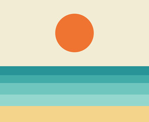 Sunset sea and beach vintage background.