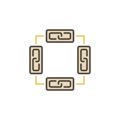 Obraz premium Blockchain icon - vector chain in blocks colored symbol
