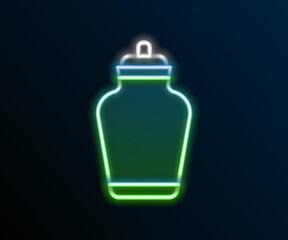 Glowing neon line Funeral urn icon isolated on black background. Cremation and burial containers, columbarium vases, jars and pots with ashes. Colorful outline concept. Vector