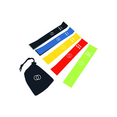 Resistance Loop Bands stock illustration on white background.  Exercise Bands and Carry Bag