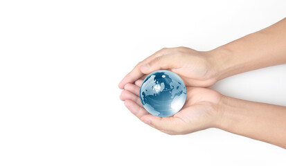 Globe in hand,Energy saving concept, image furnished by NASA