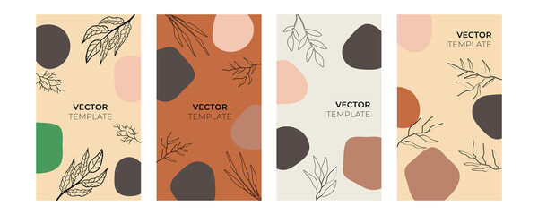 Abstract art background vector. Luxury minimal style wallpaper with foliage line art flower and botanical leaves, Organic shapes, Watercolor. Vector background for banner, poster, Web and packaging