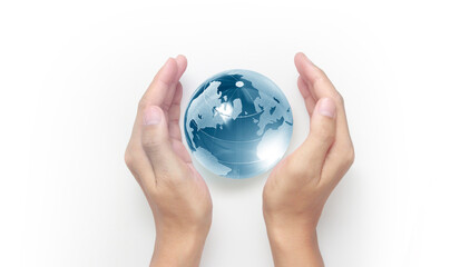 Globe in hand,Energy saving concept, image furnished by NASA