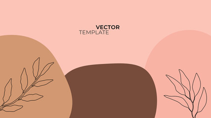 Abstract art background vector. Luxury minimal style wallpaper with foliage line art flower and botanical leaves, Organic shapes, Watercolor. Vector background for banner, poster, Web and packaging