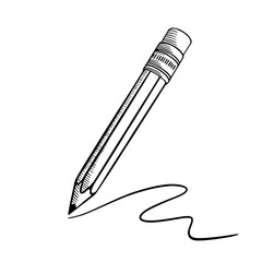 Hand drawn pencil sketch with stroke. Black doodle on white background. Vector illustration.