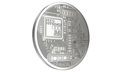 3D rendered illustration of Silver Bitcoin isolated on white