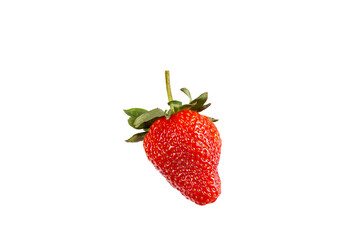 Fresh Strawberry with leaves isolated on white
