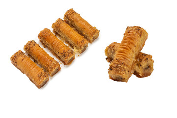 Delicious sweet baklava isolated on white background.