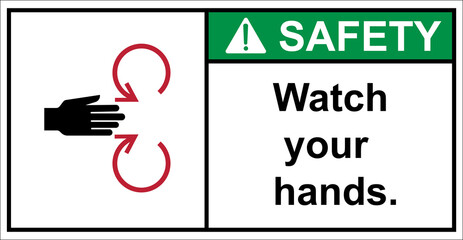 Beware of the danger of spindle rotation.,Safety Sign