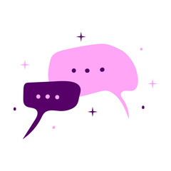 Two hand drawn purple bubble speech.