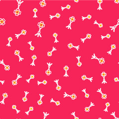 Line Studio light bulb in softbox icon isolated seamless pattern on red background. Shadow reflection design. Vector