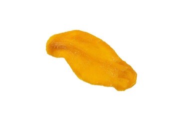 Dry tasty mango slices isolated on a white background.