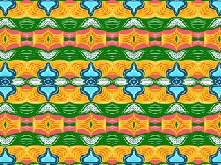 Aztec style simple ornament with leaves. Folk botanical pattern with outlines. Vegetation seamless pattern.