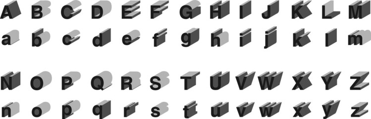 isometric 3d extrude Vector illustration abstract font and alphabet. abc.