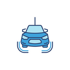 Self Driving Car vector concept blue icon - Front View