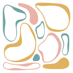 Simple abstract background with colored rounded shapes in pastel colors. Minimalist art