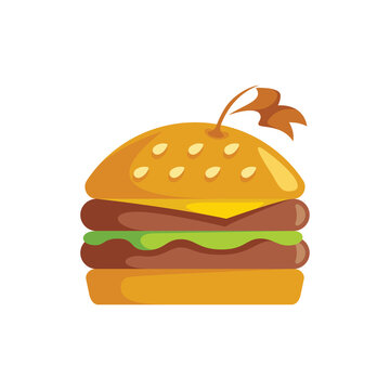 Hamburger illustration flat design style symbol logo vector