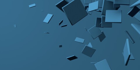 3D render of different size of square shapes