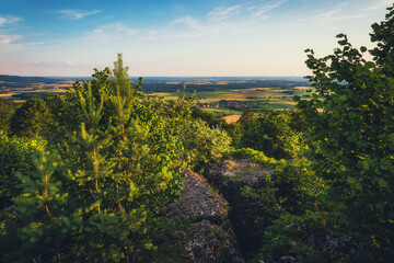 Fototapeta na wymiar German Bavarian Countryside Summer Landscape in the Evening in Franconia