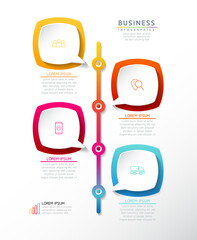 Vector illustration infographics design template, business information, presentation chart, with 4 options or steps. 