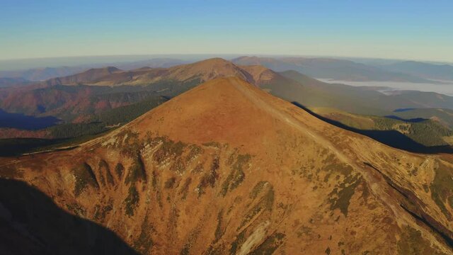 Aerial View of Mountain Hills, Carpathian Mountains Landscape.