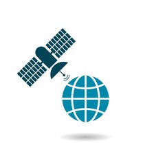 Simple satellite icon with shadow