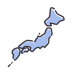 シンプルな線のデフォルメした日本地図のイラスト