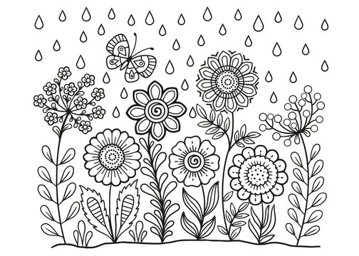 Nature colouring book for adult
