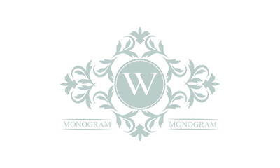 Luxury logo template in vector for restaurant, royalty, boutique, cafe, hotel, heraldry, jewelry, fashion with exquisite letter W.