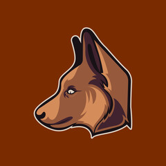 dog head vector illustration mascot with piercing gaze