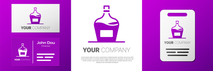 Logotype Old bottle of wine icon isolated on white background. Bottle of homemade wine. Logo design template element. Vector