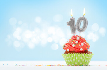 Birthday cupcake with number ten
