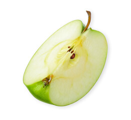 Sliced Green apple isolated on white background