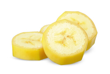 Slice of banana isolated on white background