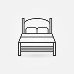 Wooden Double Bed outline vector concept icon
