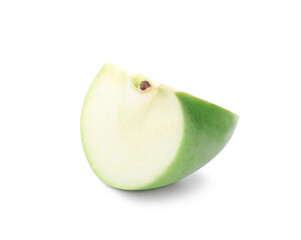 Slice of juicy apple on white background