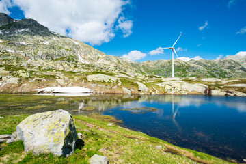 Windkraftanlage auf dem Gotthard Pass