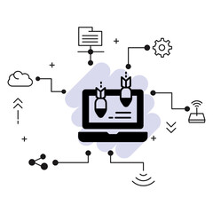  Machine Hacking Attempt stock illustration, Distributed DoS attack vector icon design, Cloud computing and Web hosting services Symbol, Application layer attacks Concept,