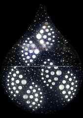 Obraz premium artistic work in the shape of a drop, with water and lights inside. MALBA