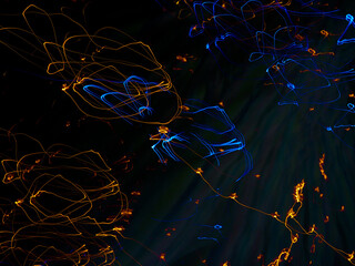 An abstract background of light trails and swirls